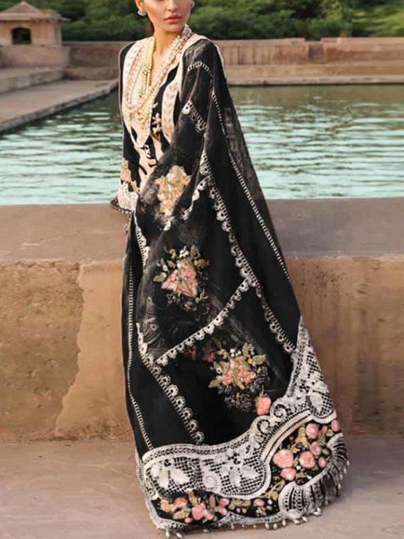 CRIMSON Design Lawn Chicken Kari Embroidered Dress With Organza Embroidered Dupatta (Unstitched) (Code:28112)