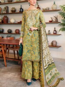 MARIA B Design Digital Printed Lawn Dress With Printed Lawn Dupatta & Printed Lawn Trouser (Unstitched) (Code:27699)