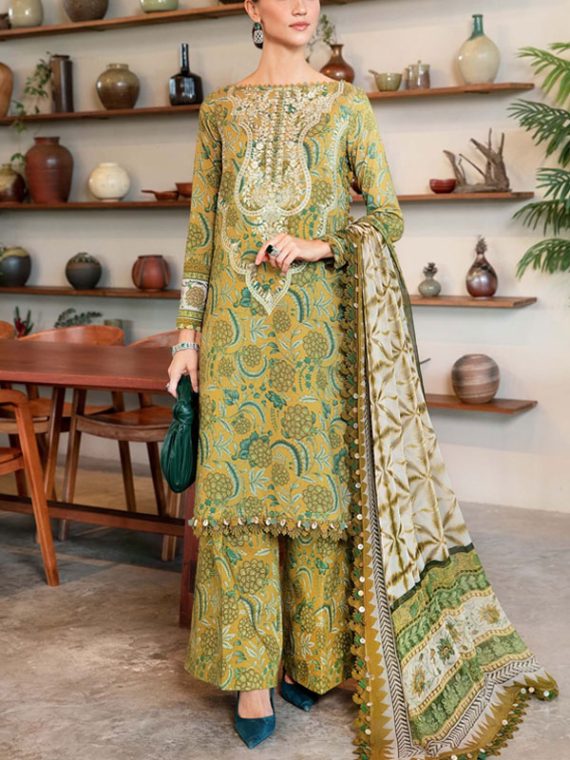 MARIA B Design Digital Printed Lawn Dress With Printed Lawn Dupatta & Printed Lawn Trouser (Unstitched) (Code:27699)