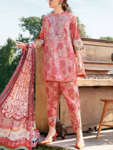 MARIA B Design Digital Printed Lawn Dress With Printed Lawn Dupatta & Printed Lawn Trouser (Unstitched) (Code;27702)