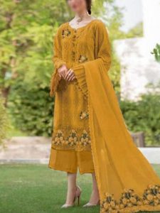 Heavy Embroidered Chiffon Chicken Karri Dress With Embroidered Chiffon Dupatta (Unstitched) (Code:28364)