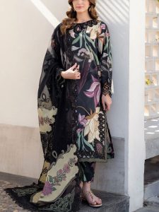 BAROQUE Design Digital Printed Lawn Embroidered Dress With Chiffon Embroidered Dupatta (Unstitched) (Code:28423)