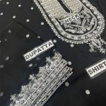 Latest Heavy Embroidered Cotton Dress With Chiffon Heavy Embroidered Dupatta (Unstitched) (Code:28627) - Image 3