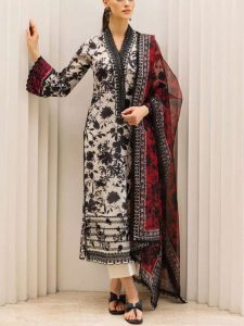 BAROQUE Design Digital Printed Lawn Embroidered Dress With Printed Chiffon Dupatta (Unstitched) (Code:28689)