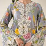 MARIA B Design Digital Printed Embroidered Lawn Dress With Digital Printed Chiffon Dupatta (Unstitched) (Code:28402) - Image 2