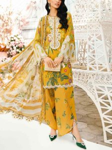MARIA B Design Digital Printed Embroidered Lawn Dress With Digital Printed Chiffon Dupatta (Unstitched) (Code:28407)