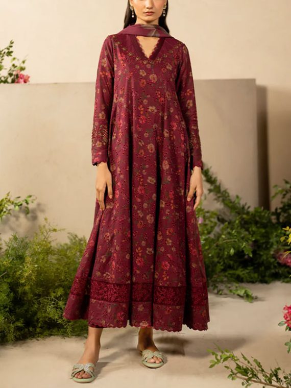 IZNIK Design Chicken Kari Digital Lawn Embroidered Dress With Printed Chiffon Dupatta (Unstitched) (Code:28693)