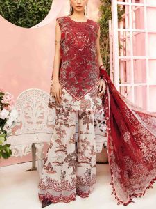 MARIA B Design Digital Printed Embroidered Lawn Dress With Digital Printed Chiffon Dupatta (Unstitched) (Code:28417)