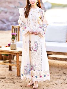 Qalamkar Lawn Heavy Headskip Booring Embroidry Dress Digital Printe Diamond Dupatta (Unstitched) (Code:29054)