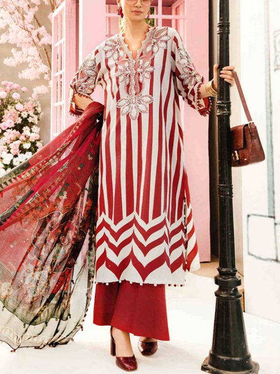 MARIA B Original Digital Printed Lawn Dress With Printed Lawn Dupatta (Unstitched) (Code:29035)