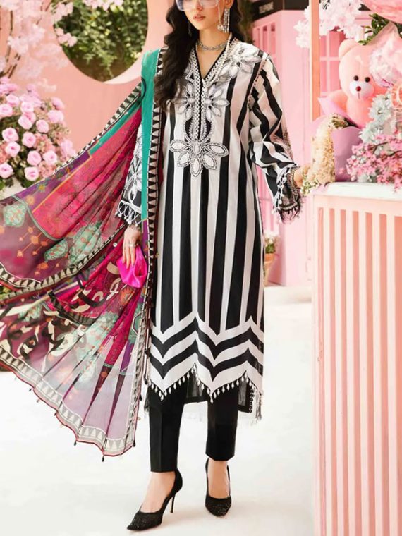 MARIA B Original Digital Printed Lawn Dress With Printed Lawn Dupatta (Unstitched) (Code:29037)