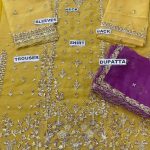 ASIM JOFA Design Heavy Embroidered Organza Dress With Organza Embroidered Dupatta (Unstitched) (Code:29041) - Image 3