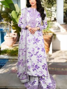 Luxury Lawn Digital Printed Heavy Embroidered Dress With Chiffon Embroidered Dupatta (Unstitched) (Code:29047)