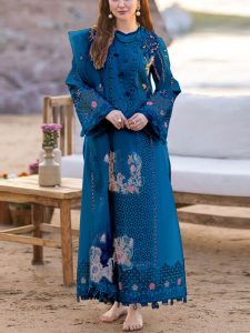 Qalamkar Lawn Heavy Headskip Booring Embroidry Dress Digital Printe Diamond Dupatta (Unstitched) (Code:29792)