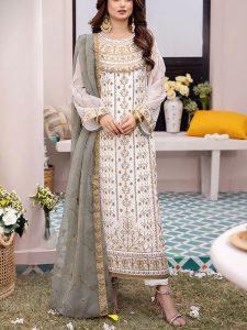 ASIM JOFA Design Heavy Embroidered Chiffon Dress With Chiffon Spengle Embroidered Dupatta (Unstitched) (Code:29705)