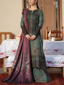 IZNIK Design Heavy Embroidered Lawn Dress With Chicken Kari Bunches Chiffon Dupatta (Unstitched) (Code:30075)