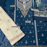2 PCs Heavy Embroidered Lawn Dress With Embroidered Trouser (Unstitched) (Code:29778) - Image 3