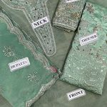 BAROQUE Design Heavy Organza Embroidered Dress With Heavy Embroidered Organza Dupatta (Unstitched) (Code:30003) - Image 3