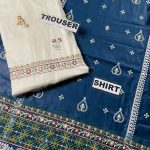 2 PCs Heavy Embroidered Lawn Dress With Embroidered Trouser (Unstitched) (Code:29778) - Image 5