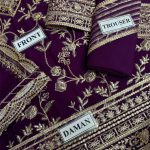 ASIM JOFA Design Chiffon Heavy Embroidered Dress With Embroidered Chiffon Dupatta (Unstitched) (Code:30212) - Image 5