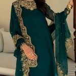 BAROQUE Design Heavy Chiffon Embroidered Dress With Embroidered Chiffon Dupatta (Unstitched) (Code:29784) - Image 2
