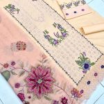 Qalamkar Lawn Heavy Headskip Booring Embroidry Dress Digital Printe Diamond Dupatta (Unstitched) (Code:29797) - Image 4