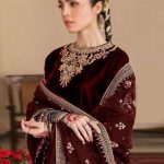 Velvet Luxury Embroidered Wedding Dress With Net Embroidered Dupatta (Unstitched) (Code:30408) - Image 2