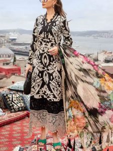 Digital Printed Lawn Dress With Chiffon Printed Dupatta (Unstitched) (Code:30321)