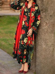 3 PCs Printed Khaddar Dress With Digital Printed Khaddar Dupatta (Unstitched) (Code:30902)