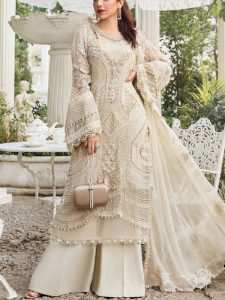 MARIA B Design Heavy Chiffon Embroidered Dress With Embroidered Chiffon Dupatta (Unstitched) (Code:30330)