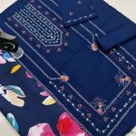 Dhanak Heavy Embroidered Dress With Kortai Printed Shawl (Unstitched) (Code:30724) - Image 3