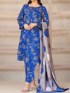 3 PCs Printed Khaddar Dress With Digital Printed Khaddar Dupatta (Unstitched) (Code:30897)