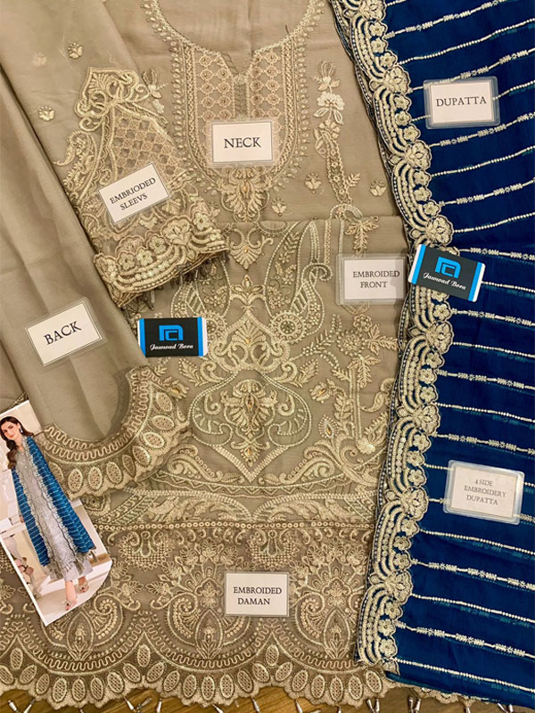 Chiffon Heavy Embroidered Dress With Chiffon Embroidered Cut Work Dupatta (Unstitched) (Code:31488) - Image 3