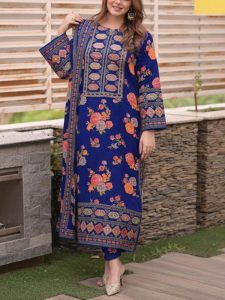 Anila’s Same As Original Shamoze Silk Heavy Embroidered Dress With Printed Silk Heavy Embraided Dupatta (Unstitched) (Code:31212)