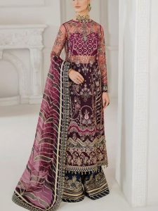 BAROQUE Design NET Sequence Heavy Embroidered Dress With Embroidered NET Dupatta (Unstitched) (Code:31224)