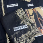BAROQUE Design Heavy Chiffon Embroidered Dress With Embroidered Chiffon Dupatta (Unstitched) (Code:31053) - Image 3