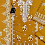 Dhanak Heavy Embroidered Dress With Digital Printed Jacquard Wool Shawl (Unstitched) (Code:31348) - Image 2