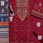Dhanak Heavy Embroidered Dress With Digital Printed Kortai Shawl (Unstitched) (Code:31368) - Image 2