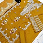 Dhanak Heavy Embroidered Dress With Digital Printed Jacquard Wool Shawl (Unstitched) (Code:31348) - Image 3