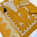 Dhanak Heavy Embroidered Dress With Digital Printed Jacquard Wool Shawl (Unstitched) (Code:31348) - Image 4