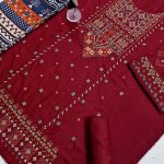 Dhanak Heavy Embroidered Dress With Digital Printed Kortai Shawl (Unstitched) (Code:31368) - Image 4