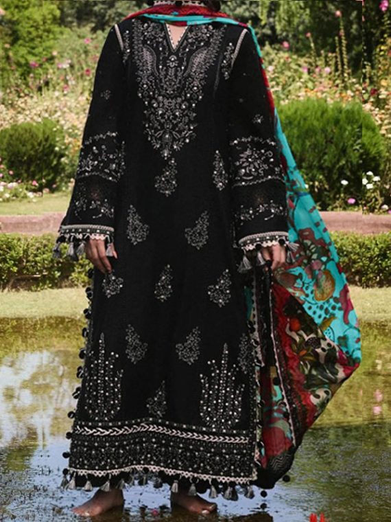 Dhanak Heavy Embroidered Dress With Digital Printed Kortai Shawl (Unstitched) (Code:31353)