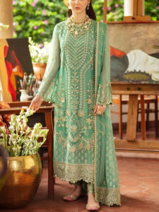 Heavy Embroidered Chiffon Wedding Dress With Embroidered Chiffon Dupatta (Unstitched) (Code:31062)