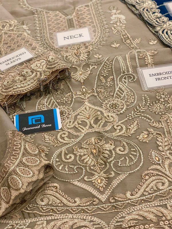 Chiffon Heavy Embroidered Dress With Chiffon Embroidered Cut Work Dupatta (Unstitched) (Code:31488) - Image 5