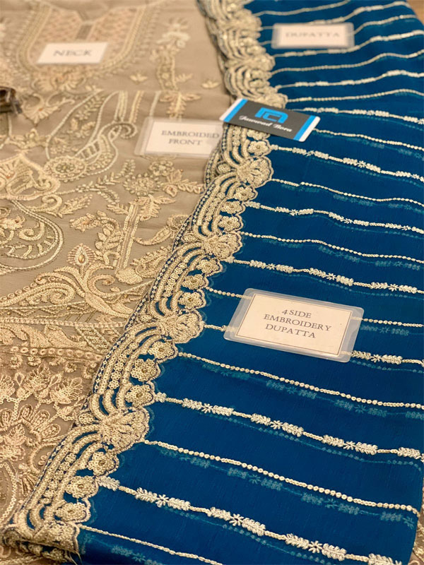 Chiffon Heavy Embroidered Dress With Chiffon Embroidered Cut Work Dupatta (Unstitched) (Code:31488) - Image 4