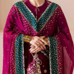 Luxury Velvet 3 PCs Embroidered Dress With Chiffon Embroidered Dupatta (Unstitched) (Code:31068) - Image 2
