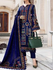 Linen Embroidered Dress With Linen Embroidered Dupatta (Unstitched) (Code:31656)