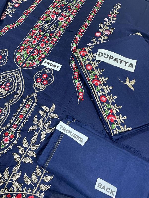 Linen Embroidered Dress With Linen Embroidered Dupatta (Unstitched) (Code:31656) - Image 4