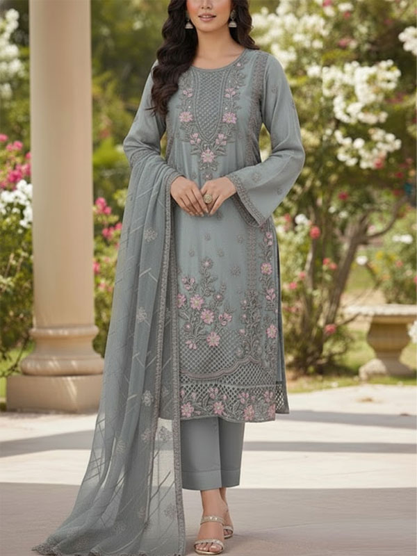 Stitch Organza Heavy Embroidered Dress With Organza Embroidered Dupatta (Code:31565)