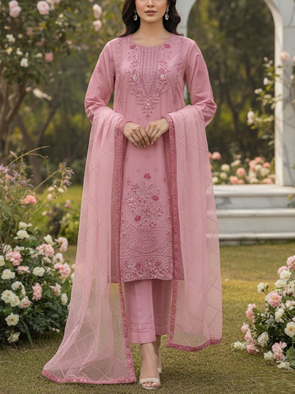 Stitch Organza Heavy Embroidered Dress With Organza Embroidered Dupatta (Code:31569)